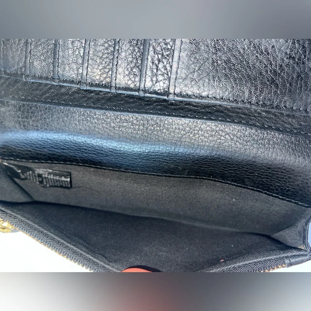 Vtg Fossil Wallet Black Soft‎ Pebble Leather